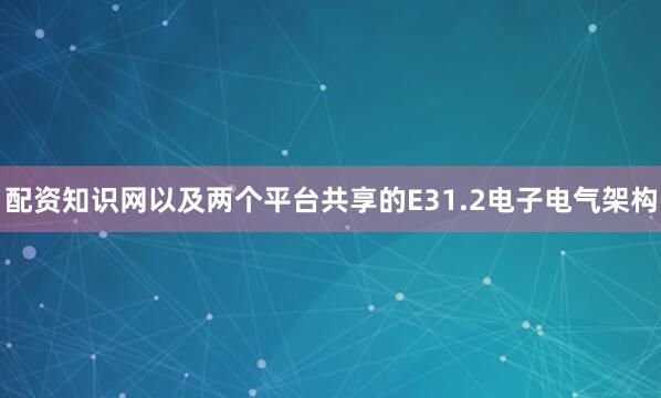 配资知识网以及两个平台共享的E31.2电子电气架构